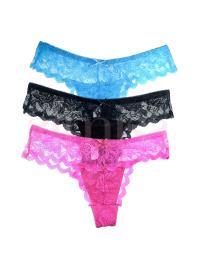 Pack of 3 Lace Bordered Lace Thongs