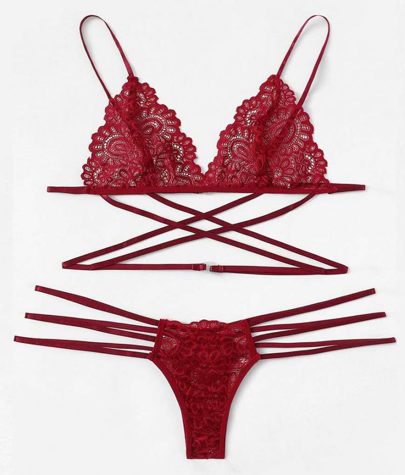 Hot bikini sexy lingerie bikini three-point temptation bra sets - Pink