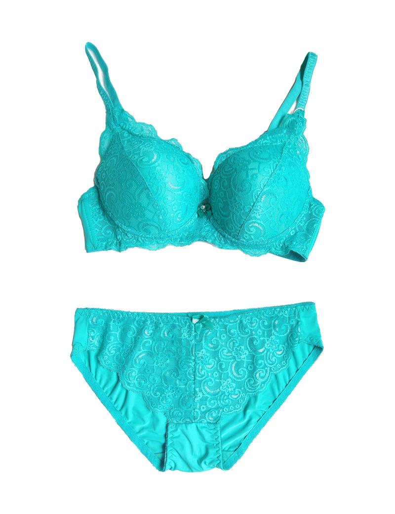 Zimisa, Green Lace Design Bra and Panty Set