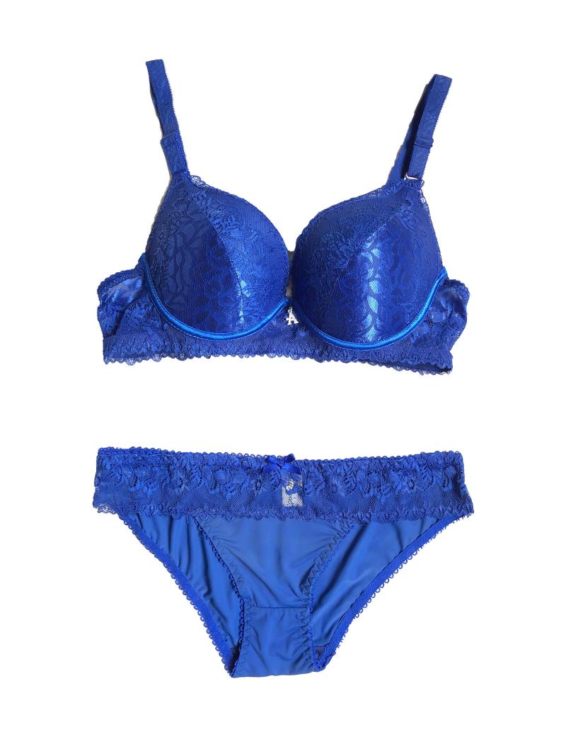 Buy DHANDAI FASHION Women Blue Self Design Lace Bra and Panty Set