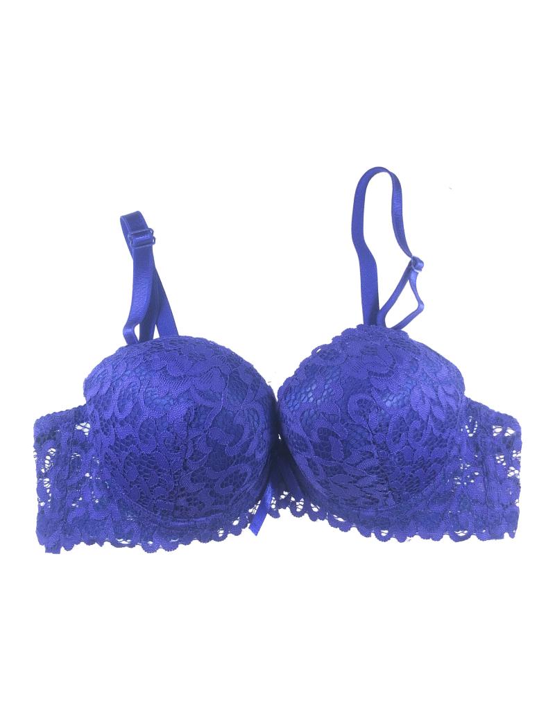 Buy Level 2 Push Up Underwired Demi Cup Plunge Bra in Royal Blue - Lace  Online India, Best Prices, COD - Clovia - BR1608P08