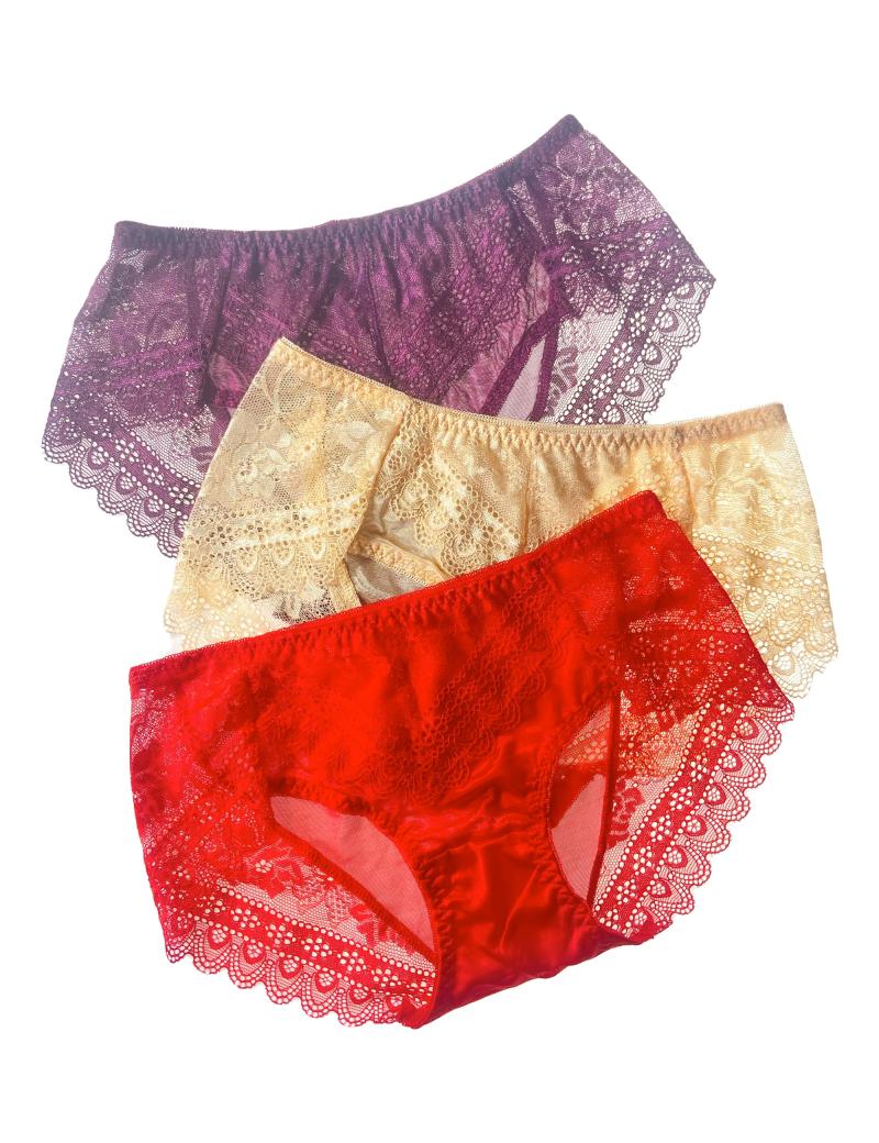 Zimisa, Wine Red Lace Design Bra and Panty Set